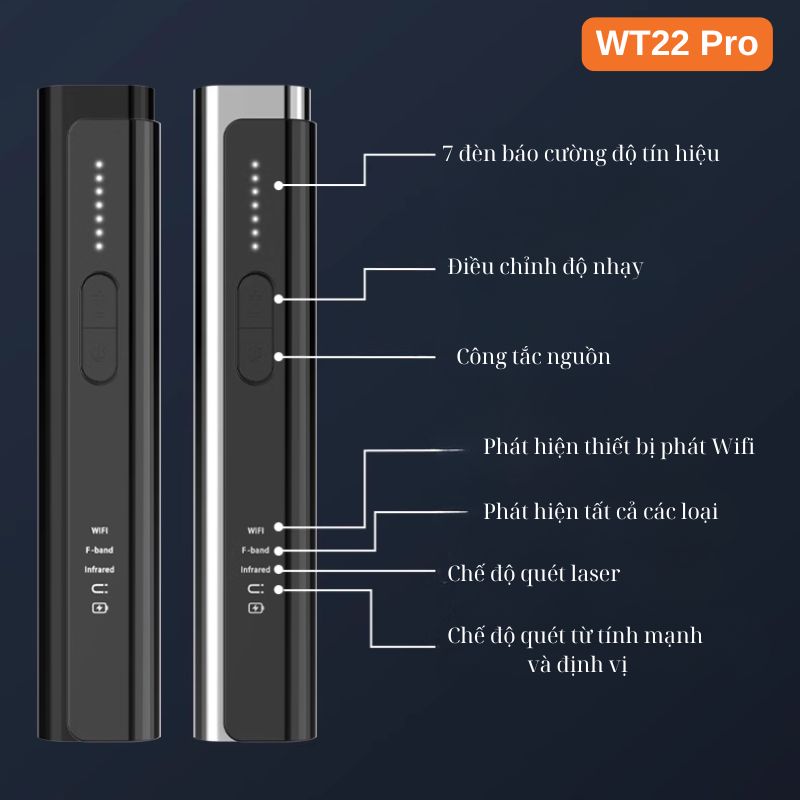 Thiết Bị Dò Máy Nghe lén, GPS, Camera ẩn… KT2/WT22 Pro