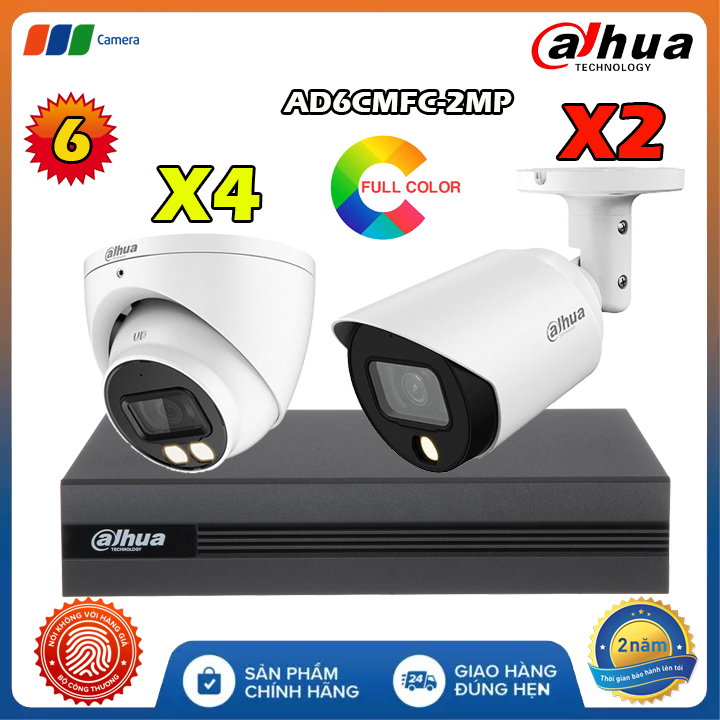 Trọn Bộ 6 Camera Mic Color Có Dây Dahua AD6CMFC-2MP Full HD