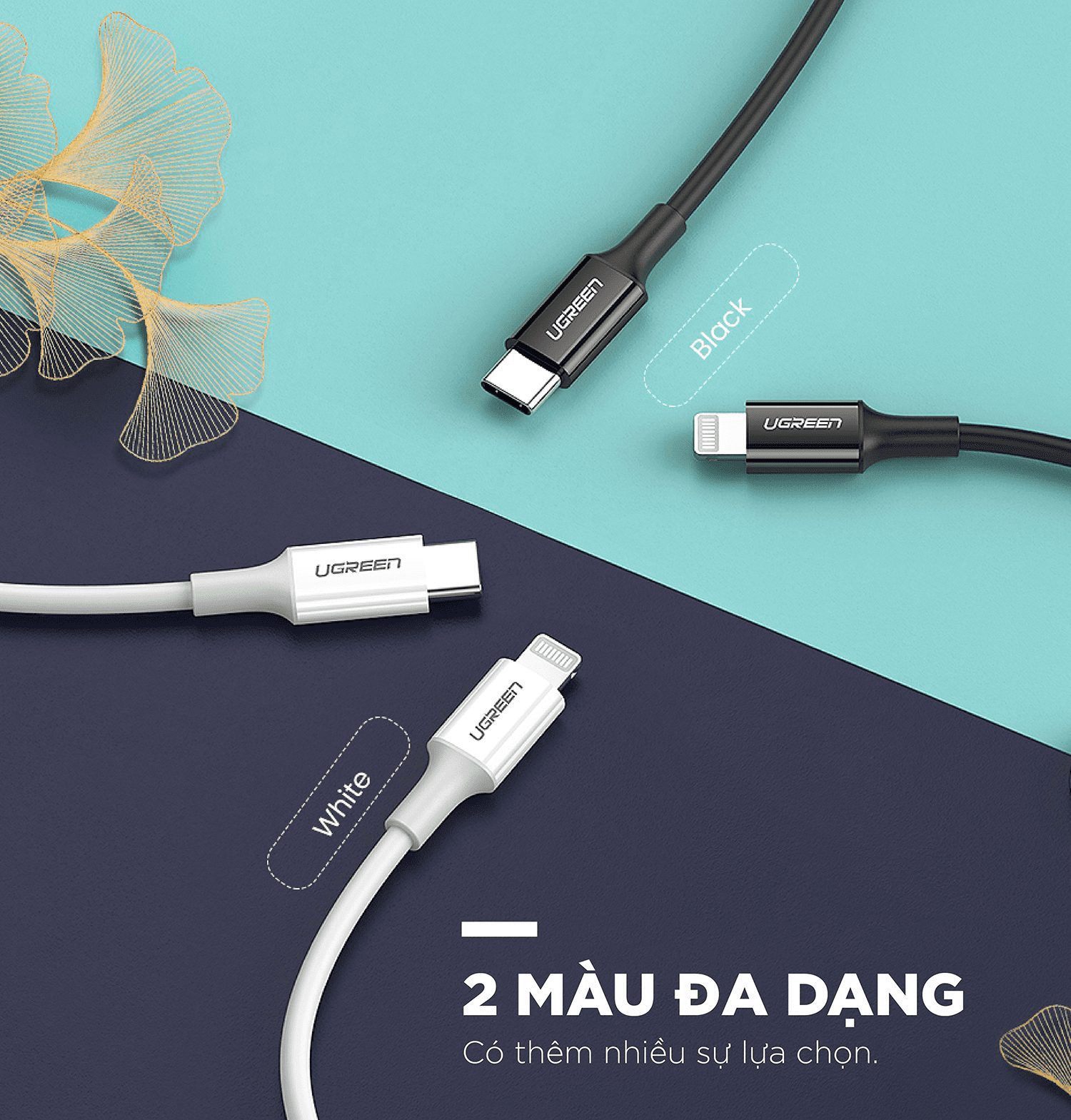 Cáp sạc nhanh USB type C to Lightning truyền dữ liệu UGREEN US171 60751 màu đen dài 1m