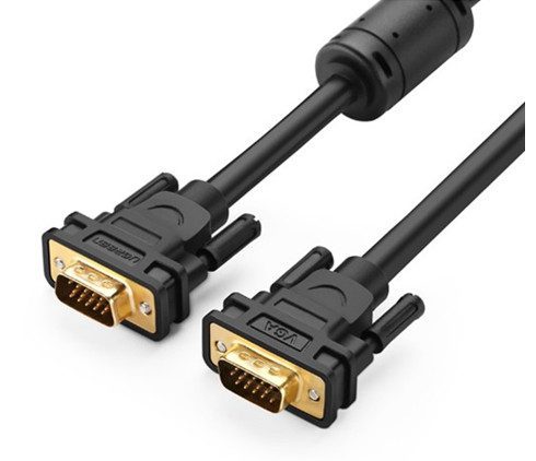 Cáp VGA tròn 2 đầu đực màu đen Ugreen VG101 11673 Dài 1m