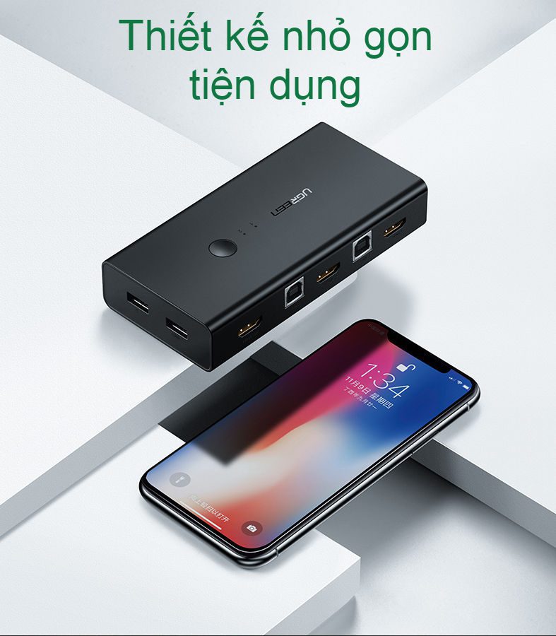 Bộ gộp HDMI KVM UGREEN CM200 – Gộp 2 máy tính dùng chung 1 màn hình, sử dụng chung chuột và bàn phím