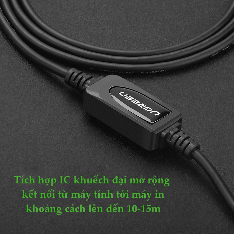 Cáp máy in Ugreen US122 10374 tích hợp IC khuyếch đại Dài 10m