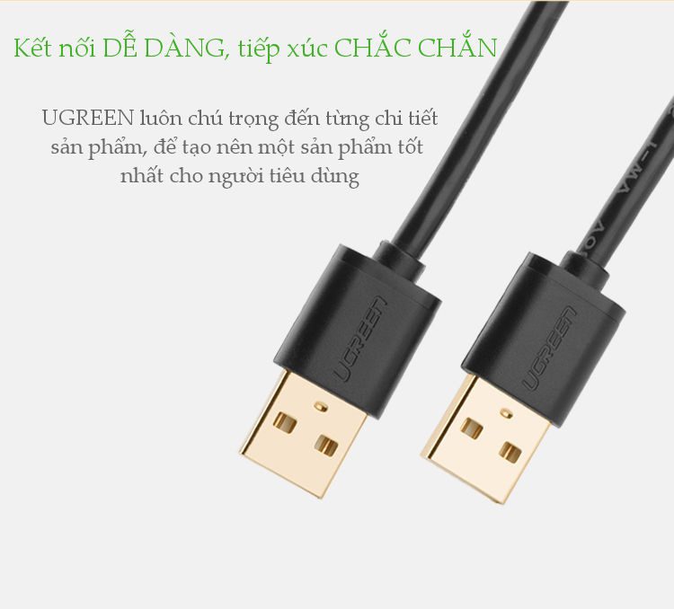 Dây cáp truyền dữ liệu 2 đầu USB 2.0 dài 3M UGREEN US102 30135 Màu Trắng