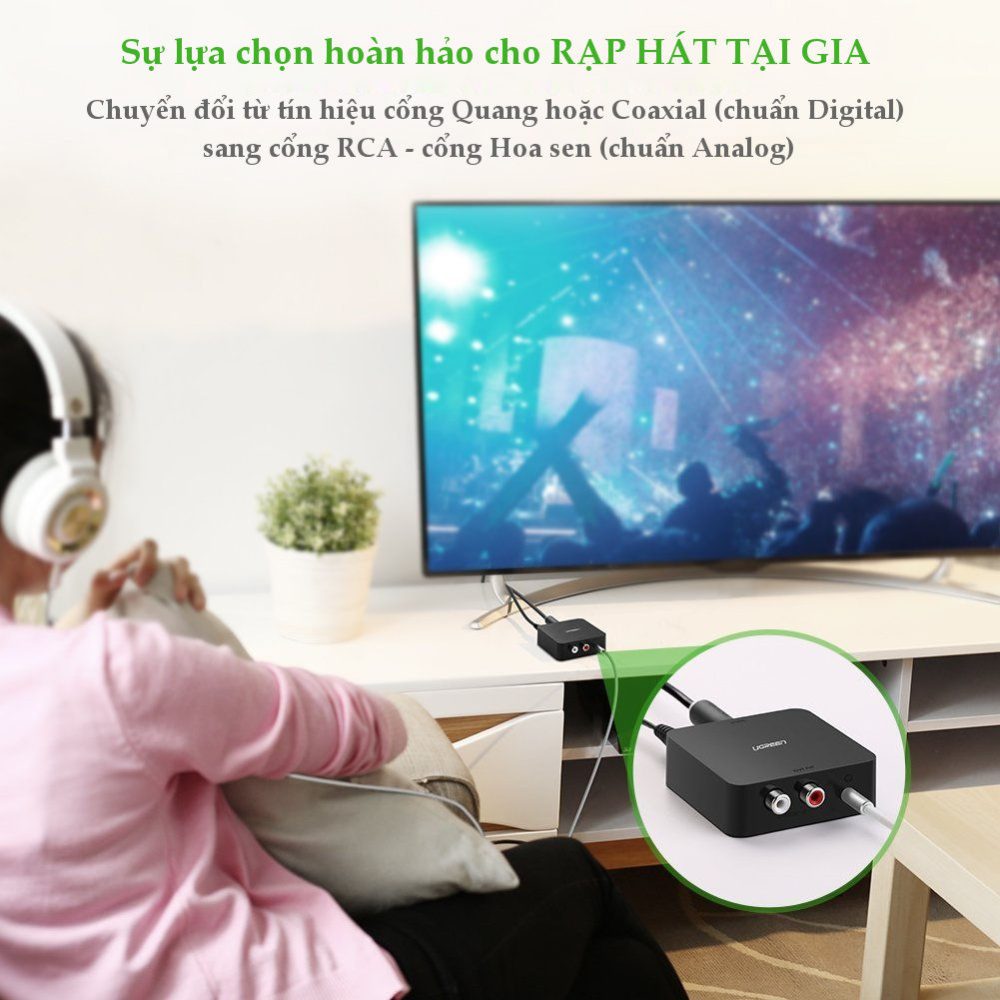 Bộ chuyển audio quang Coaxial sang AV RCA Ugreen 30523