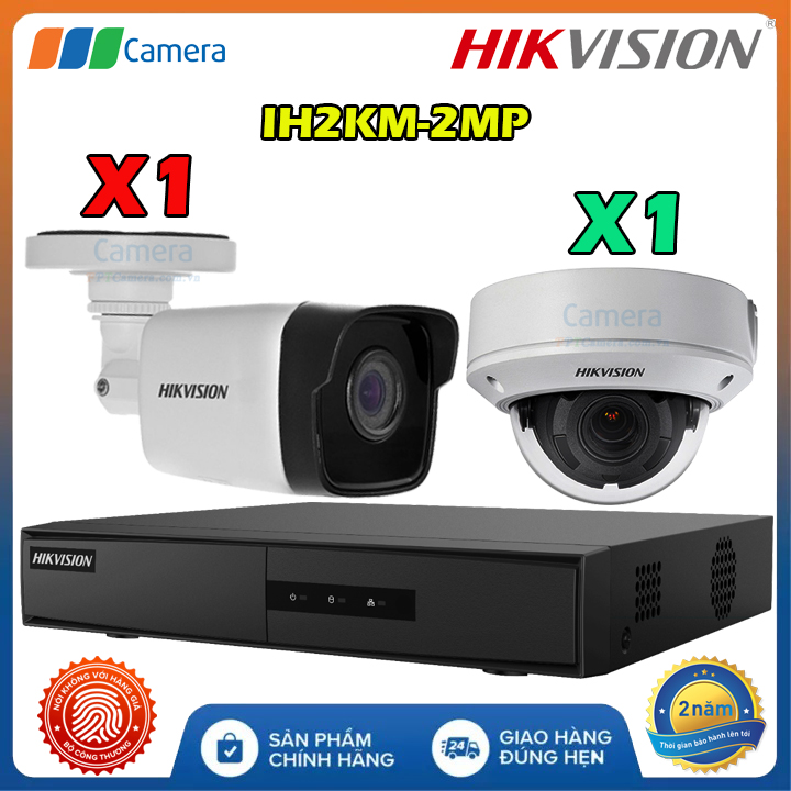 Trọn Bộ 2 Camera IP Có Dây Hikvision IH2KM-2MP Full HD