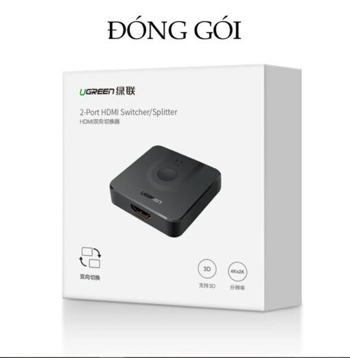 Bộ Switch HDMI 2 ra 1 UGREEN CM217 (tương thích ngược 1 ra 2) chuẩn 1.4