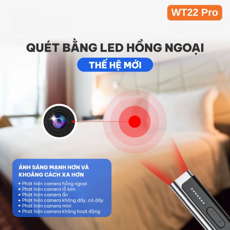 Thiết Bị Dò Máy Nghe lén, GPS, Camera ẩn… KT2/WT22 Pro