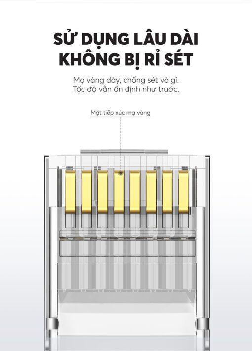 Đầu (hạt) bấm mạng RJ45 cho dây CAT6 bọc inox chống nhiễu UGREEN NW111 50247 50 Chiếc/Hộp