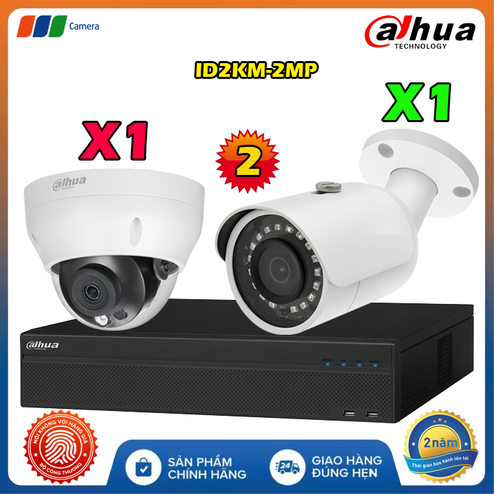 Trọn Bộ 2 Camera IP Có Dây Dahua ID2KM-2MP Full HD