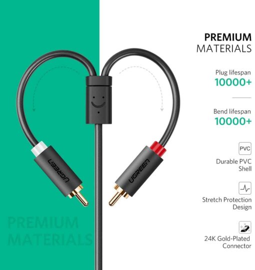 Dây chuyển đổi 3.5mm ra 2RCA (HOA SEN) Dài 3m UGREEN AV102 10512