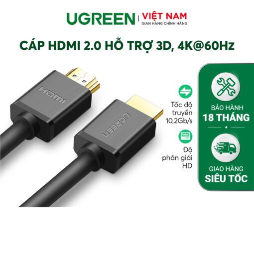 Cáp HDMI 1.4 Ugreen HD104 10109 5m thuần đồng 19+1 4K@30Hz