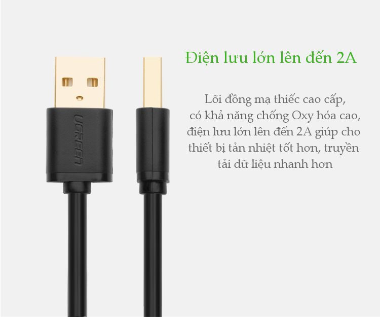 Dây cáp truyền dữ liệu 2 đầu USB 2.0 dài 3M UGREEN US102 30135 Màu Trắng