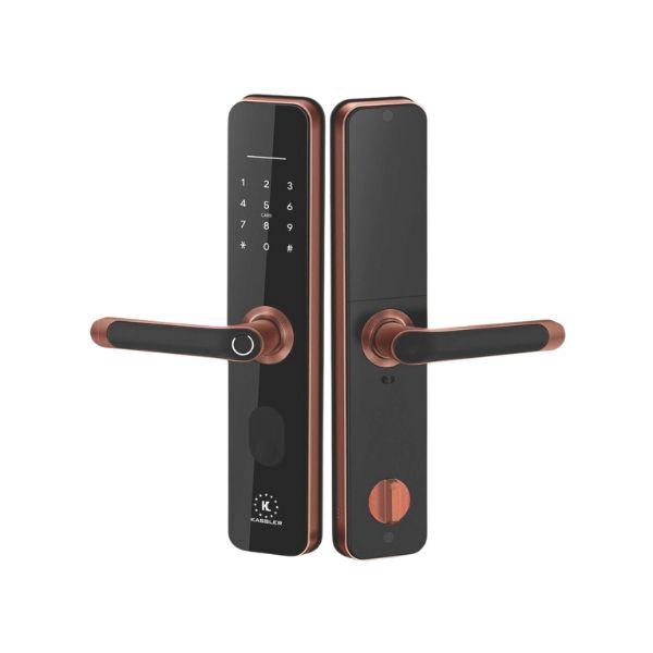 Khóa cửa vân tay Kassler KL696 Viền đồng đỏ, App Wifi, chống nước IP68