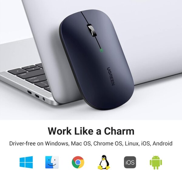 Chuột Máy Tính Bluetooth Ugreen MU001 25163– Hỗ Trợ Kết Nối USB 2.4G Màu Đen