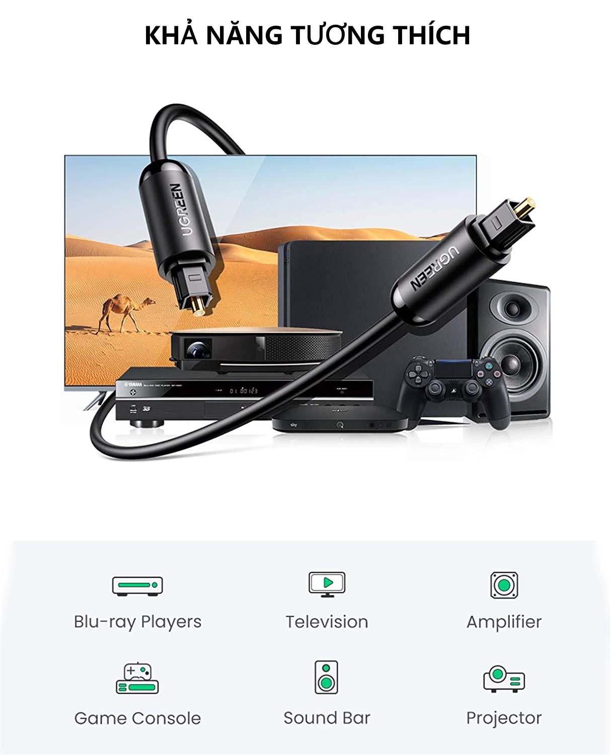 Dây Audio Quang Toslink UGREEN AV122 70891 Dài 1.5m