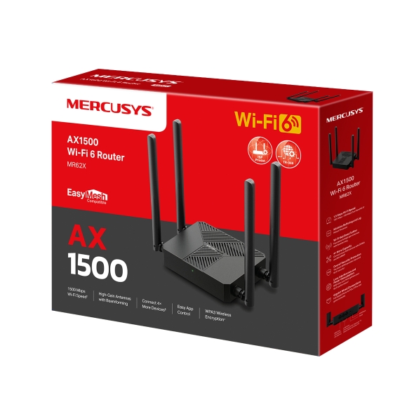 Bộ phát Wifi Mercusys MR62X (Wifi 6 AX1500 4 ăng ten)
