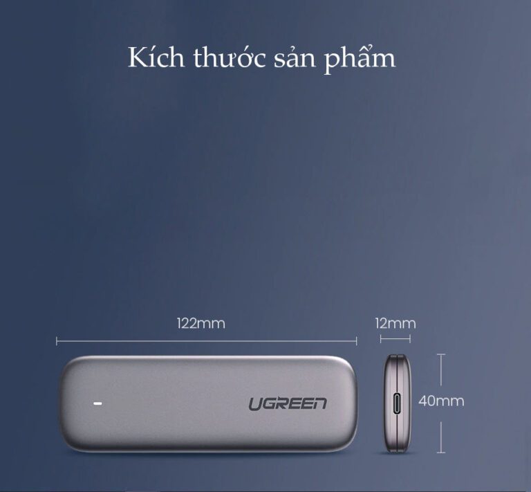 Hộp box đựng ổ cứng SSD M.2 B-Key USB Type-C Ugreen 60354 chính hãng