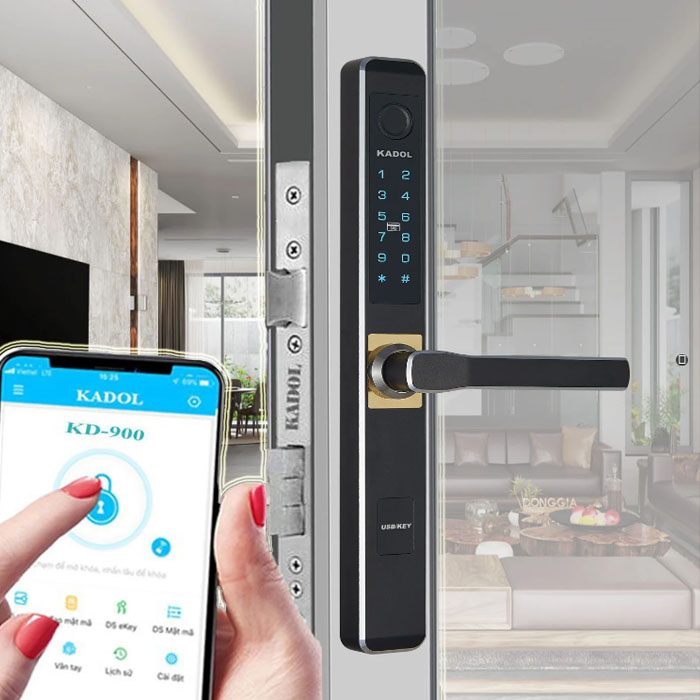 Khóa Vân Tay Cửa Nhôm Mở Từ Xa Kadol KD-900