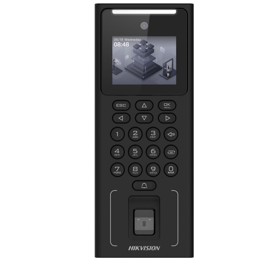 Máy chấm công nhận diện khuôn mặt, vân tay, thẻ Hikvision SH-K1T9321MFWX