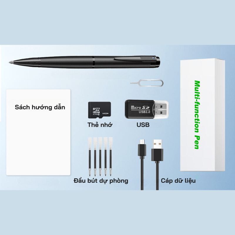 Camera Bút viết BE09 Pro Độ phân giải Full HD - Quay Offline 120 phút. Đọc và Mua hàng