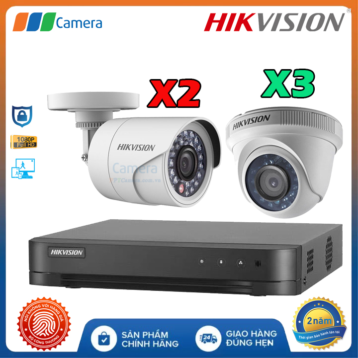 Trọn Bộ 5 Camera Có Dây Hikvision AH5KM-2MP Full HD