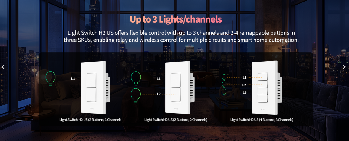 Công tắc thông minh Aqara H2 Light Switch US WS-K03E 2 Nút ấn (2 nút điều khiển)