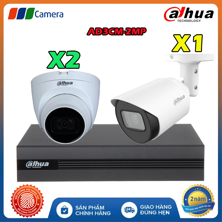 Trọn Bộ 3 Camera Mic Có Dây Dahua DH3CM-2MP Full HD