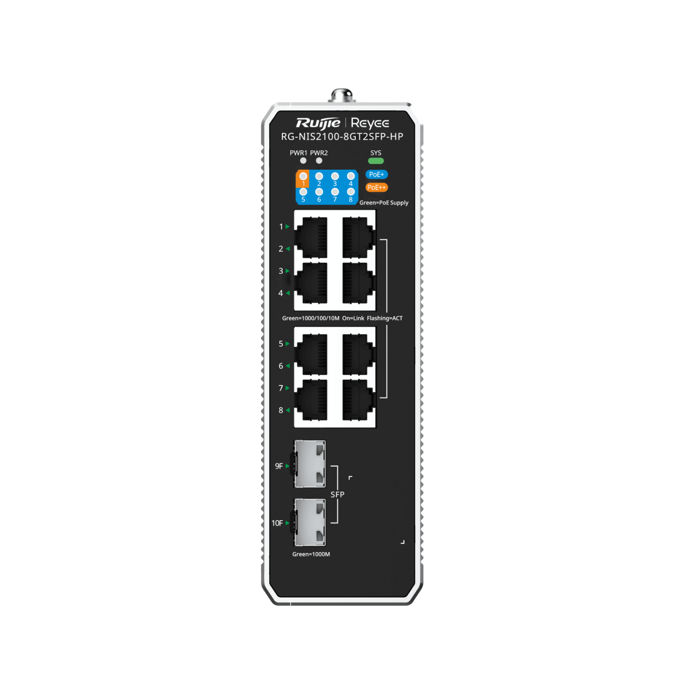 Switch công nghiệp 10 cổng Reyee RG-NIS2100-8GT2SFP-HP