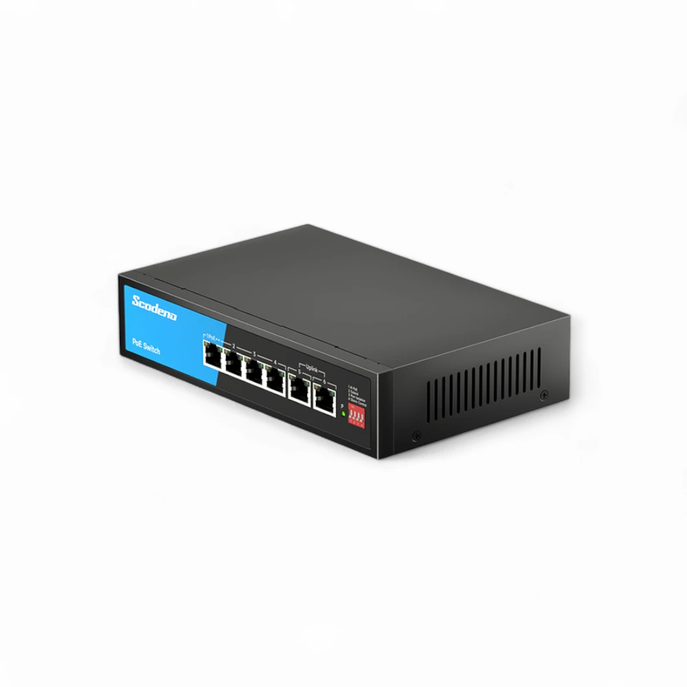 Switch mạng 6 cổng SCODENO S200-6TP-MAC (4 cổng PoE)