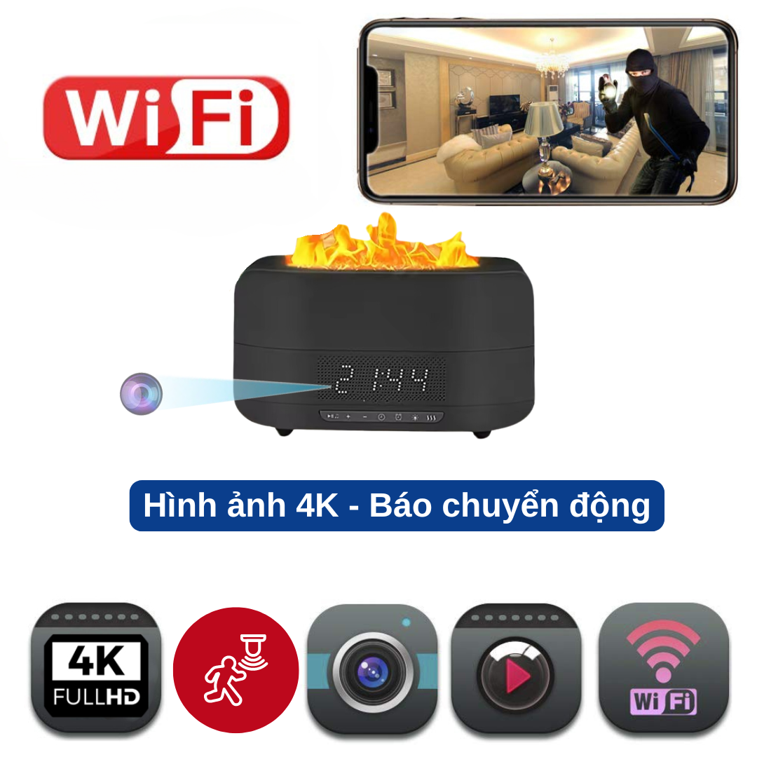 Camera B8X Pro ẩn dưới dạng máy Xông tinh dầu - Hình ảnh 4K - Âm thanh sống động.
