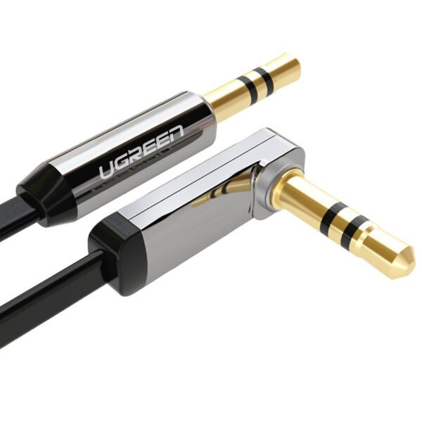 Dây Audio 3.5mm dẹt 1 đầu vuông 90 độ TPE UGREEN AV119 10728 Màu Đen Dài 3m