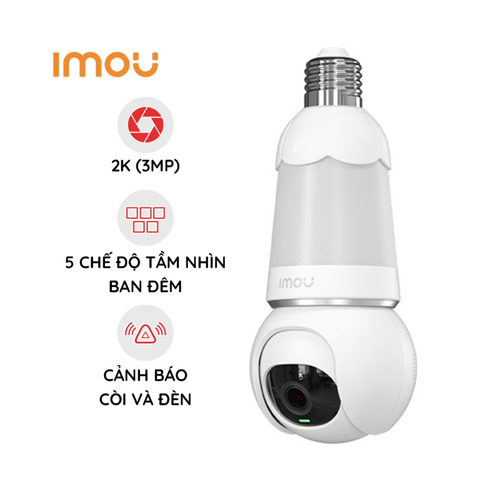 Trọn bộ Camera Wifi bóng đèn iMOU Bulb Cam | Hình Ảnh 2K FHD | Tầm Nhìn Có Màu Ban Đêm| Quay Quét Tự Động