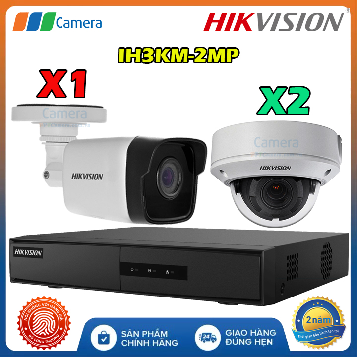 Trọn Bộ 3 Camera IP Có Dây Hikvision IH3KM-2MP Full HD