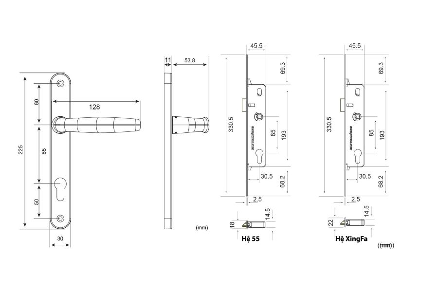 Khóa tay nắm đơn điểm Huy Hoàng HC66