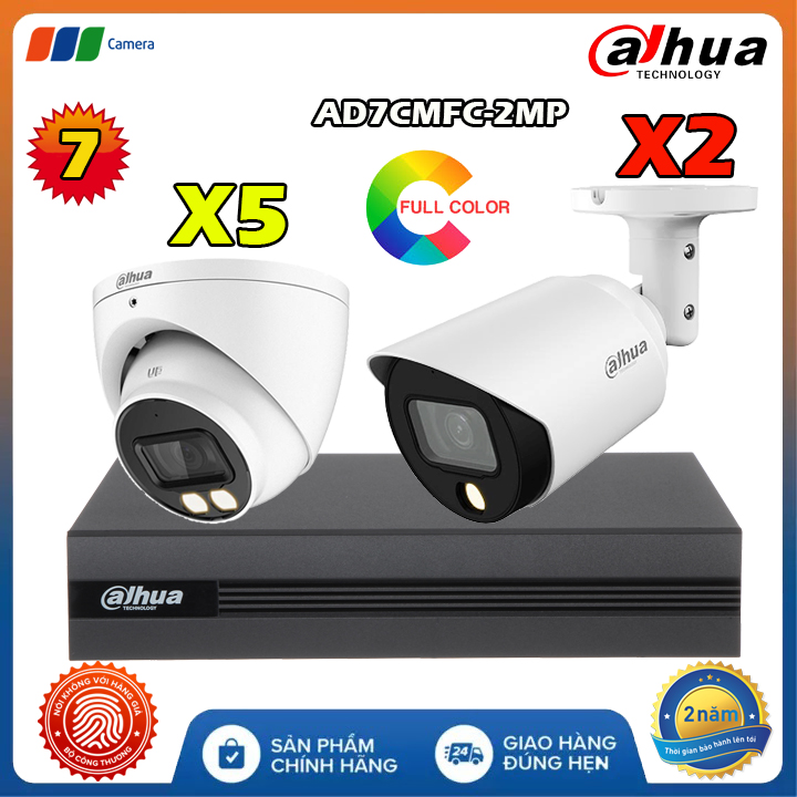Trọn Bộ 7 Camera Mic Color Có Dây Dahua AD7CMFC-2MP Full HD