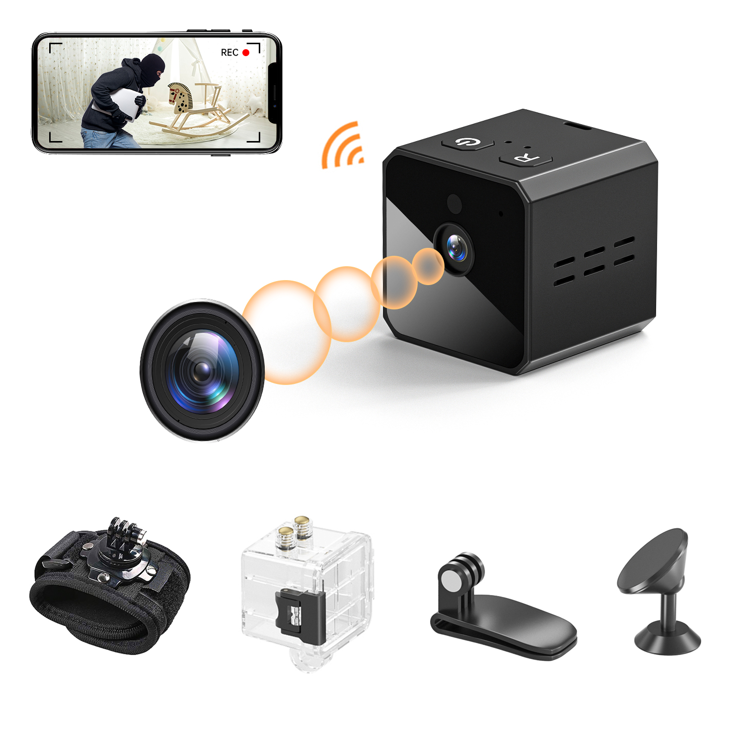 Camera Mini siêu nhỏ MI2 FHD - Lặn 10m - Hình ảnh Full HD - Báo động - Lắp đặt dễ dàng