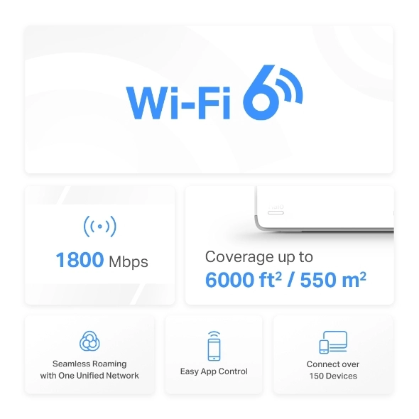 Bộ phát Wifi Mesh Mercusys Halo H70X (Wifi 6 AX1800)