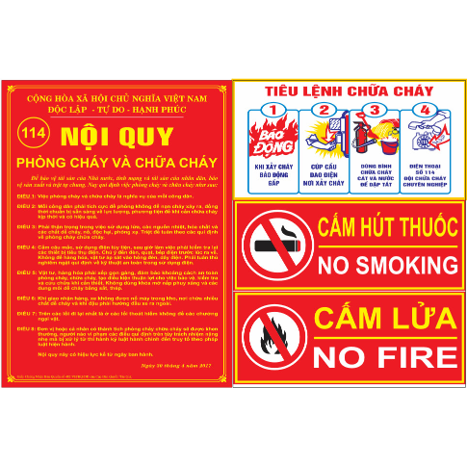 Bộ bảng tiêu lệnh chữa cháy bằng MIKA cao cấp (bộ 4 tấm) TLCC-MIKA
