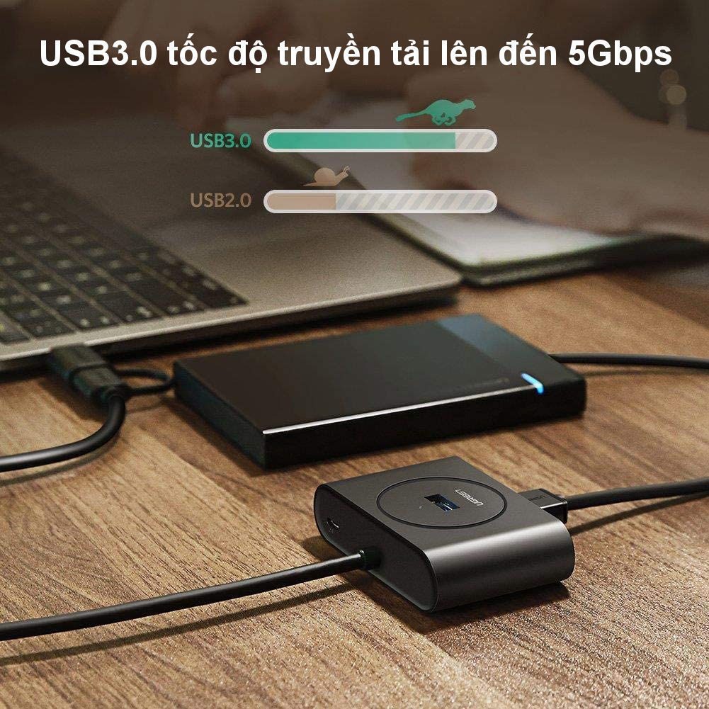 Bộ chia cổng USB 3.0/ Type C sang 4 cổng USB 3.0 UGREEN 40850