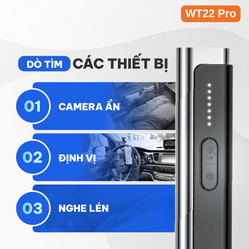 Thiết Bị Dò Máy Nghe lén, GPS, Camera ẩn… KT2/WT22 Pro