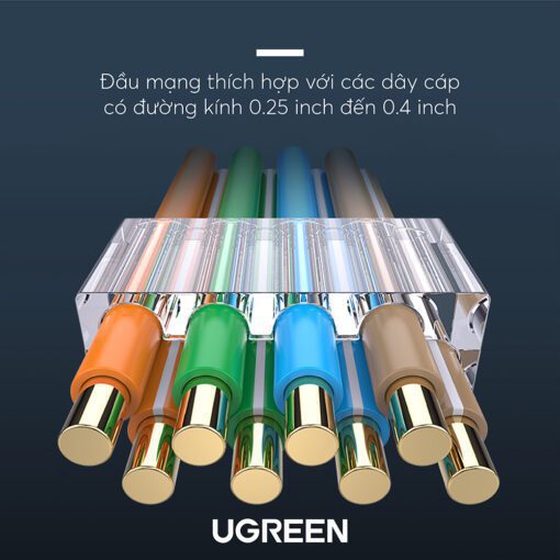 Đầu (hạt) bấm mạng RJ45 cho dây CAT6 bọc inox chống nhiễu UGREEN NW111 50247 50 Chiếc/Hộp