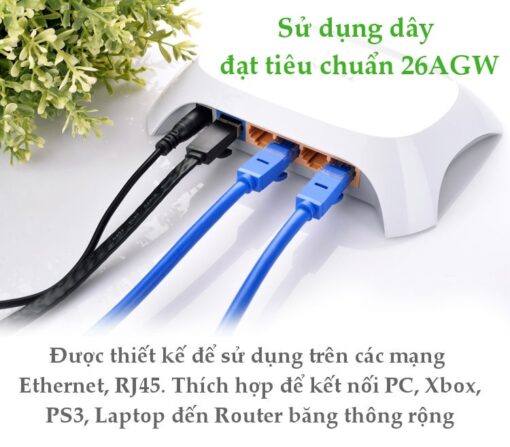 Dây cáp mạng Cat6 UGREEN NW102 11201 cáp tròn màu xanh Dài 1m