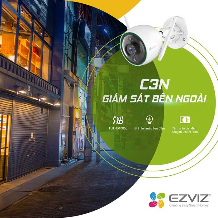 Camera Wifi Ngoài Trời  EZVIZ NT-C3N Có màu ban đêm-FHD
