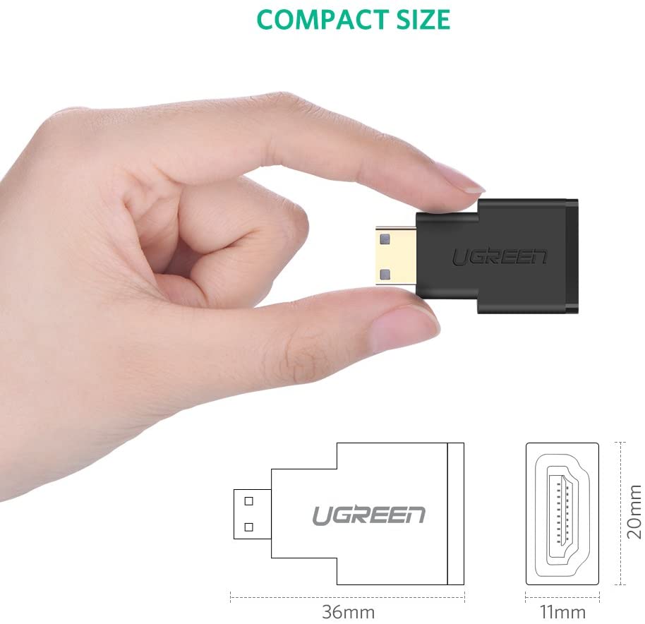 Đầu chuyển Mini HDMI male sang HDMI female dài 25mm UGREEN 20101