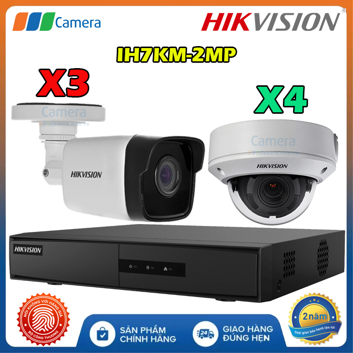 Trọn Bộ 7 Camera IP Có Dây Hikvision IH7KM-2MP Full HD