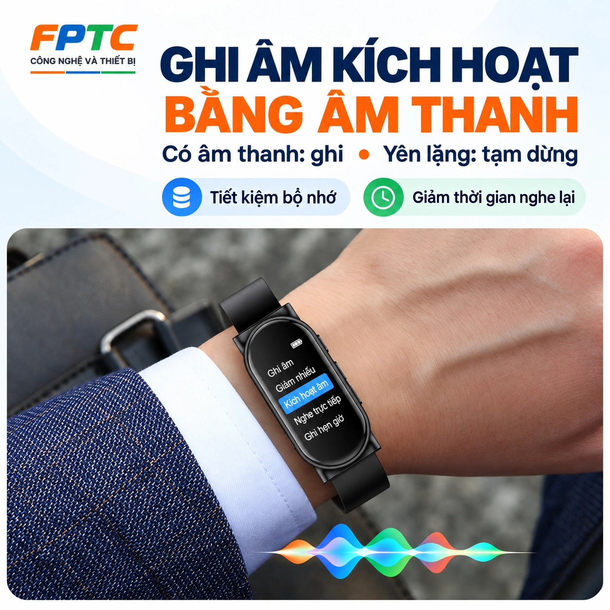 Máy ghi âm đồng hồ đeo tay Lenovo C1 – Ghi liên tục 15 giờ