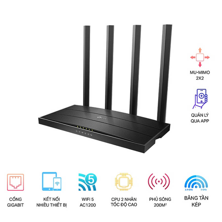 Router Wi-Fi Băng Tần Kép AC1200 TP-LINK Archer C6
