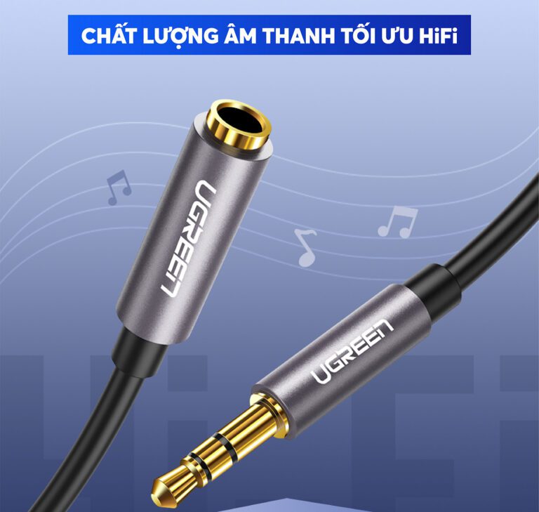 Dây cáp nối dài 3.5mm UGREEN AV118 40674 hỗ trợ Mic Màu Xanh Dài 1.5m