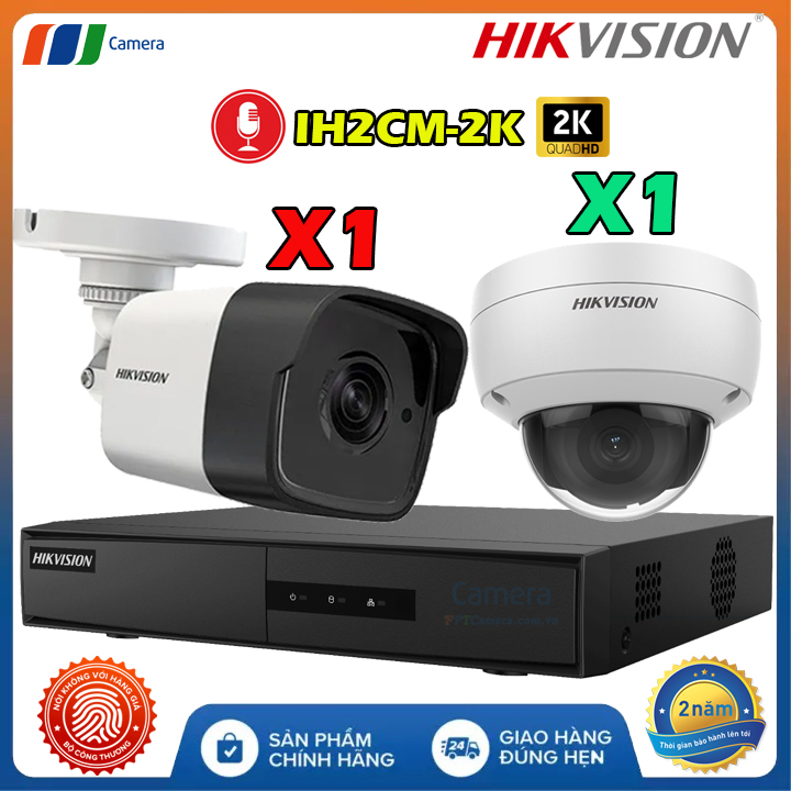 Trọn Bộ 2 Camera IP Âm Thanh Có Dây Hikvision IH2CM-2K QUAD HD