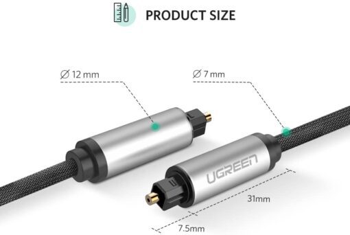 Dây audio quang (Toslink Optical) đầu nhôm UGREEN AV108 10539 Dài 1m